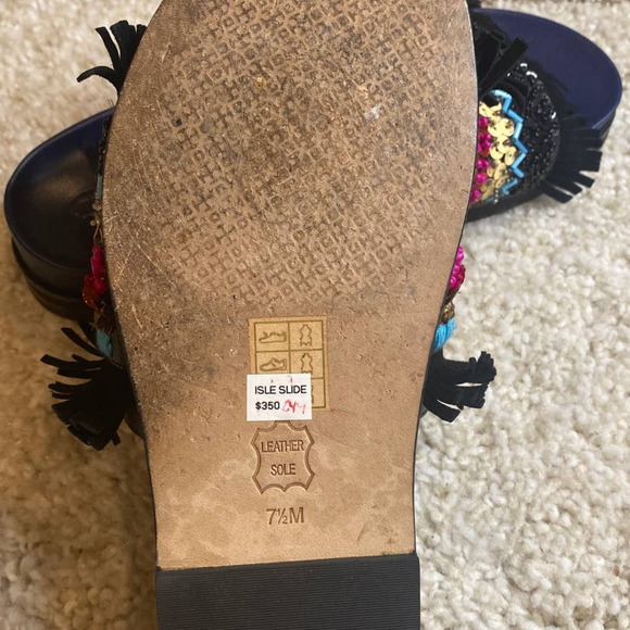 Tory Burch Isle Beaded Fringe Flat Slide Sandals - Picture 6 of 7